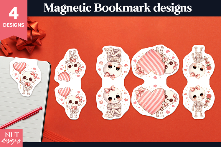 Magnetic Bookmark Cute Skeleton Girl Valentine Bookmarks