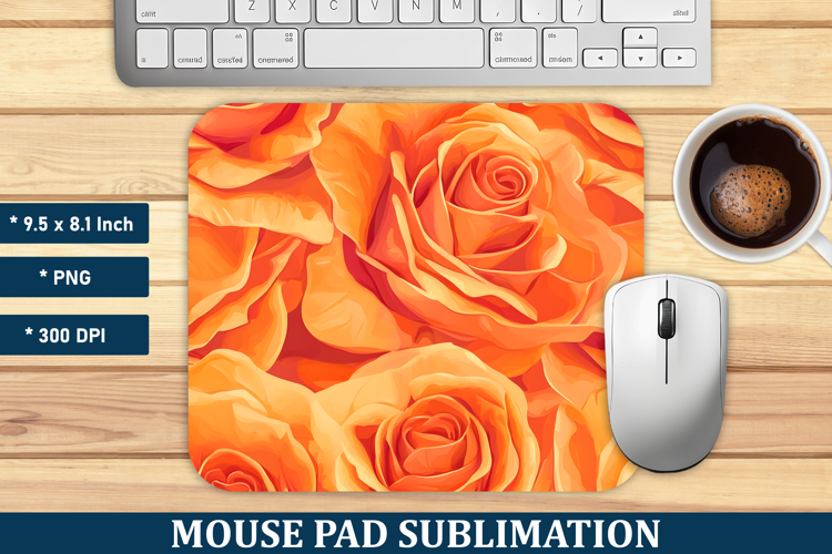 Orange Rose Flower Mouse Pad | Mouse Pad Sublimation