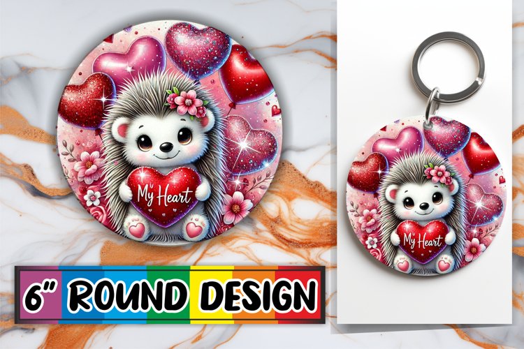 Whimsical Keychain Circle Sublimation, Valentines
