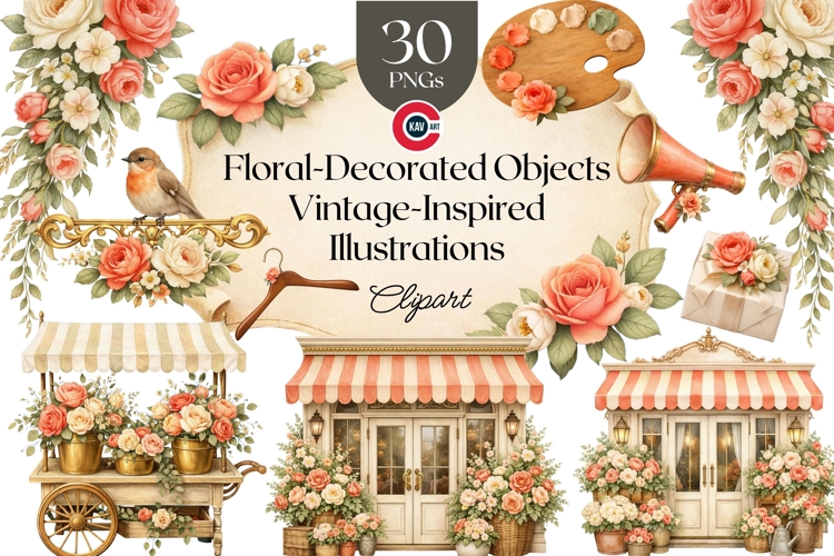 Vintage Botanical Branding Clipart Bundle Transparent PNGs