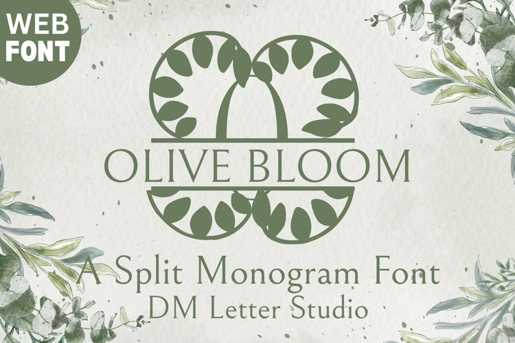 Olive Bloom Split - Monogram Serif Split Monogram Font