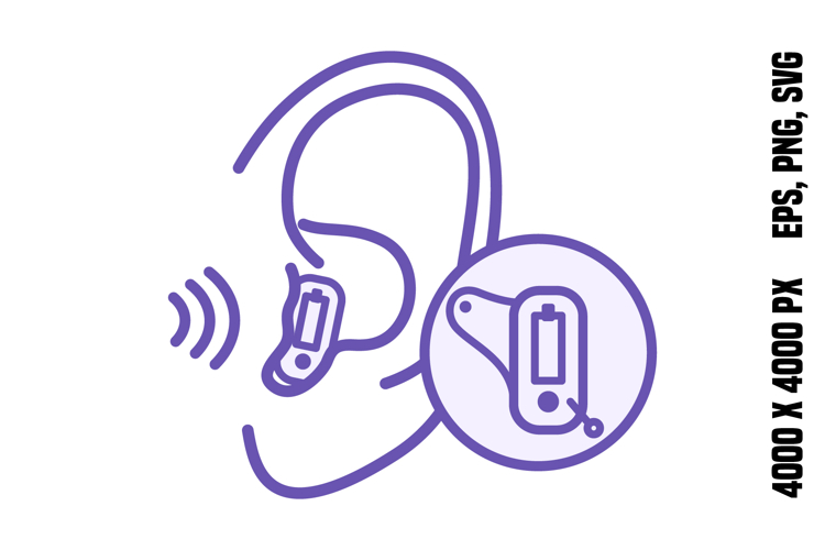 Purple Hearing Aid Icon