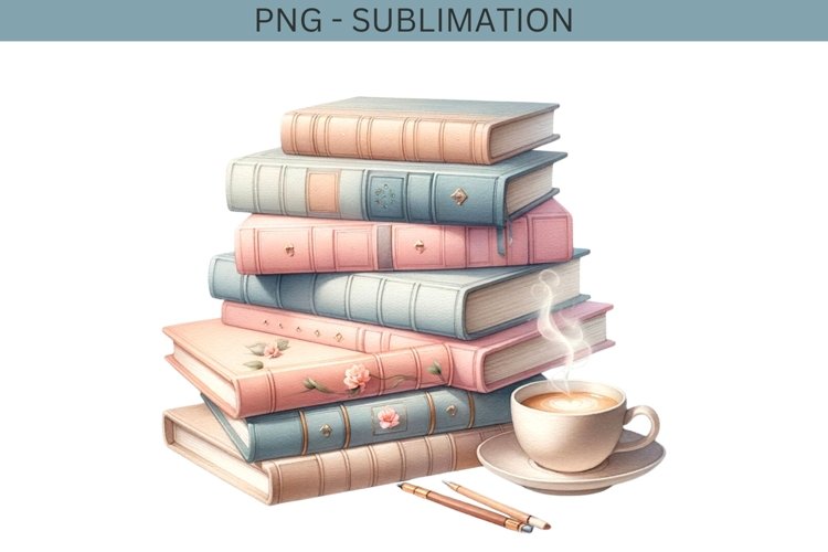 Vintage Books Illustration for Digital Planner