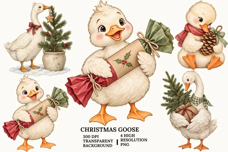 Christmas Goose PNG, Cozy Winter Sublimation Designs