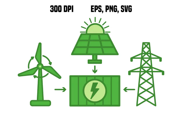Green Energy Storage System Icon