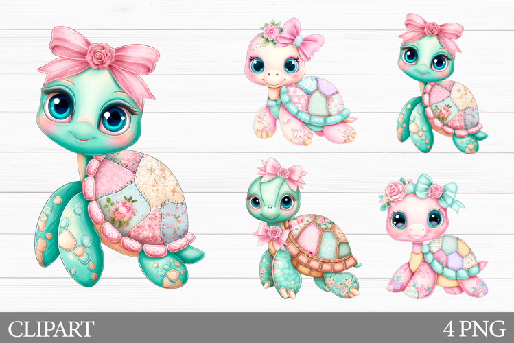 Patchwork Turtle Clipart. Patchwork Turtle Sublimation