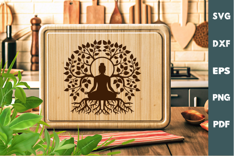 Meditation laser SVG PNG| Buddha Lotus Pose Silhouette