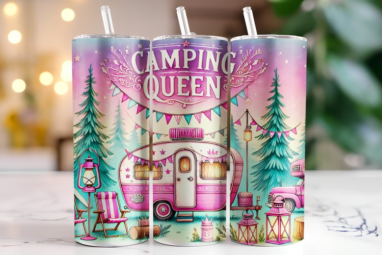 Camping Queen Tumbler Wrap | Sublimation Tumbler | Tumblers