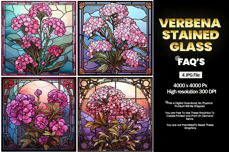 Stained Glass Verbena Square Coaster - 04 Variations