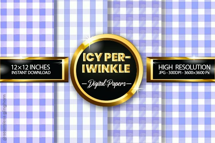Icy Periwinkle Gingham Digital Papers 04 Variations