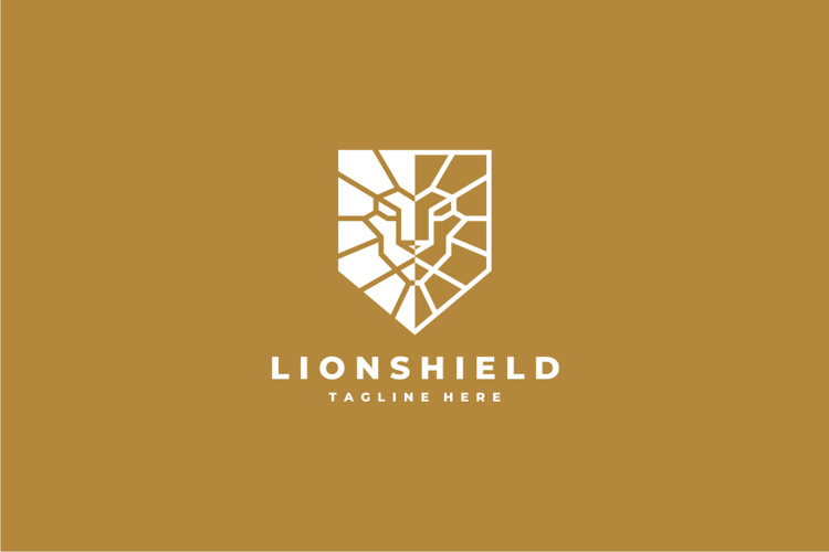 Geometric Lion Shield Logo Design Vector Illustration