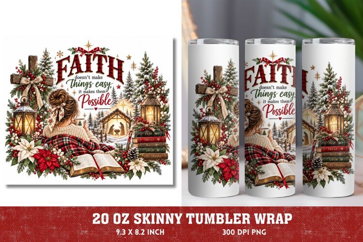 Christmas Joy 20oz Tumbler Wrap, Christian Christmas Dove Tu example image 1