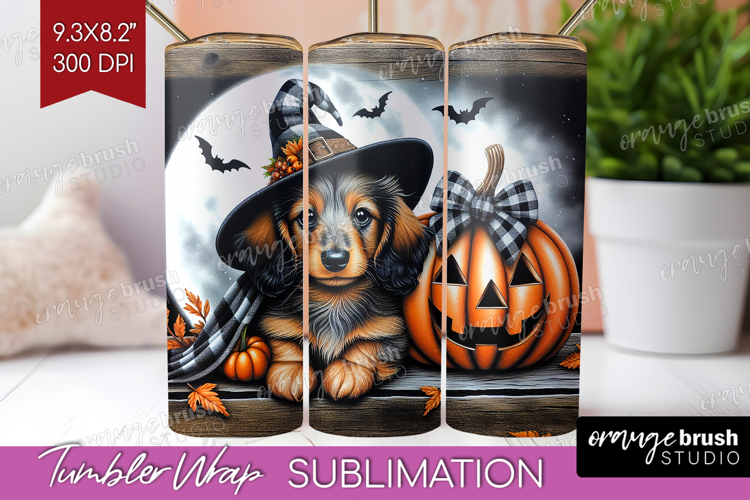 Dachshund Dog Tumbler Wrap Halloween Tumbler PNG Sublimation