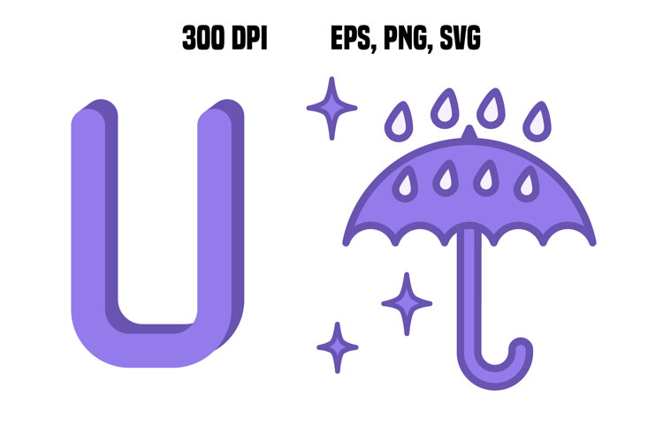 Purple Letter U and Umbrella example image 1