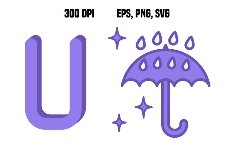 Purple Letter U and Umbrella