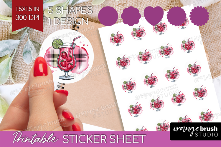 Daiquiri Cocktail Round Sticker Summer Drink Printable