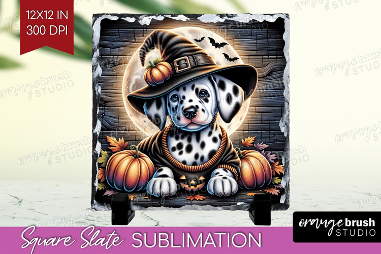 Dalmatian Dog Slate PNG Halloween Square Slate Sublimation