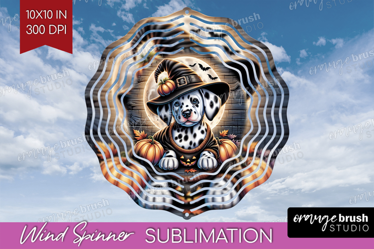 Dalmatian Dog Wind Spinner Sublimation PNG Halloween Round