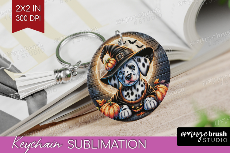 Dalmatian Dog Keychain PNG Halloween Keychain Sublimation