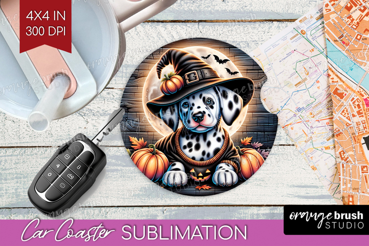 Dalmatian Dog Car Coaster Halloween Coaster PNG Sublimation