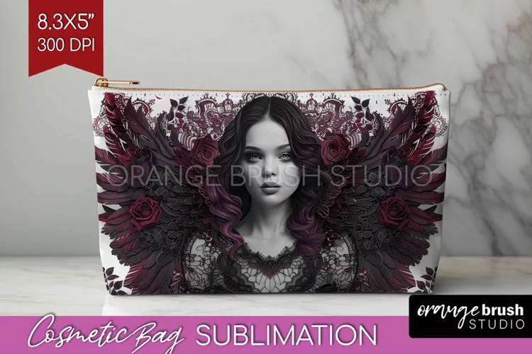 Dark Gothic Cosmetic Bag - Victorian Gothic Makeup Bag PNG