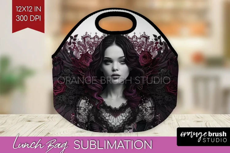 Dark Gothic Lunch Bag - Victorian Gothic Lunch Bug PNG