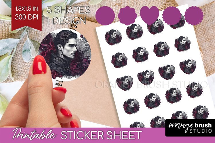 Dark Gothic Round Sticker - Victorian Gothic Printable Sheet example image 1