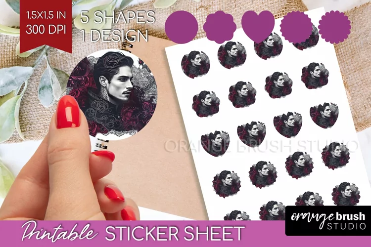 Dark Gothic Round Sticker - Victorian Gothic Printable Sheet