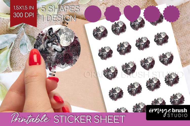 Dark Gothic Round Sticker - Victorian Gothic Printable Sheet example image 1