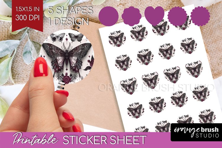 Dark Gothic Round Sticker - Victorian Gothic Printable Sheet example image 1