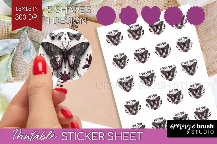 Dark Gothic Round Sticker - Victorian Gothic Printable Sheet
