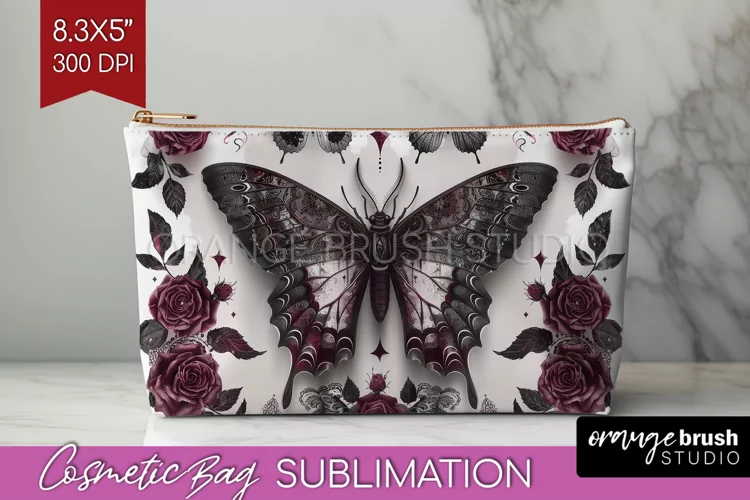 Dark Gothic Cosmetic Bag - Victorian Gothic Makeup Bag PNG