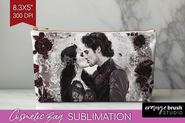 Dark Gothic Cosmetic Bag - Victorian Gothic Makeup Bag PNG