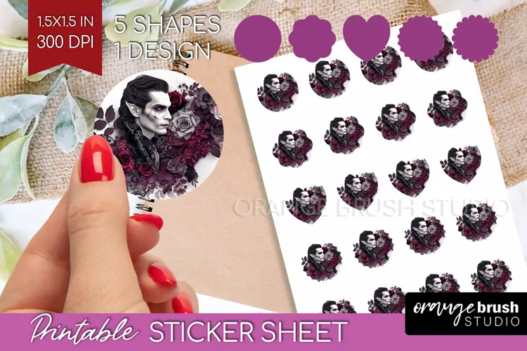Dark Gothic Round Sticker - Victorian Gothic Printable Sheet