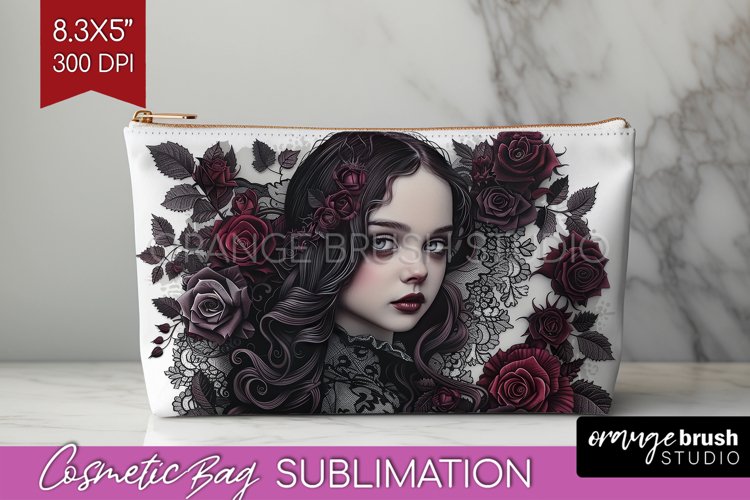 Dark Gothic Cosmetic Bag - Victorian Gothic Makeup Bag PNG example image 1