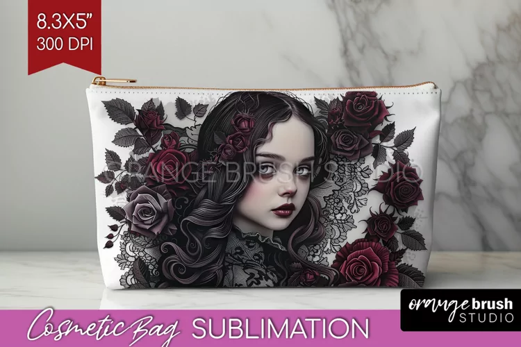 Dark Gothic Cosmetic Bag - Victorian Gothic Makeup Bag PNG