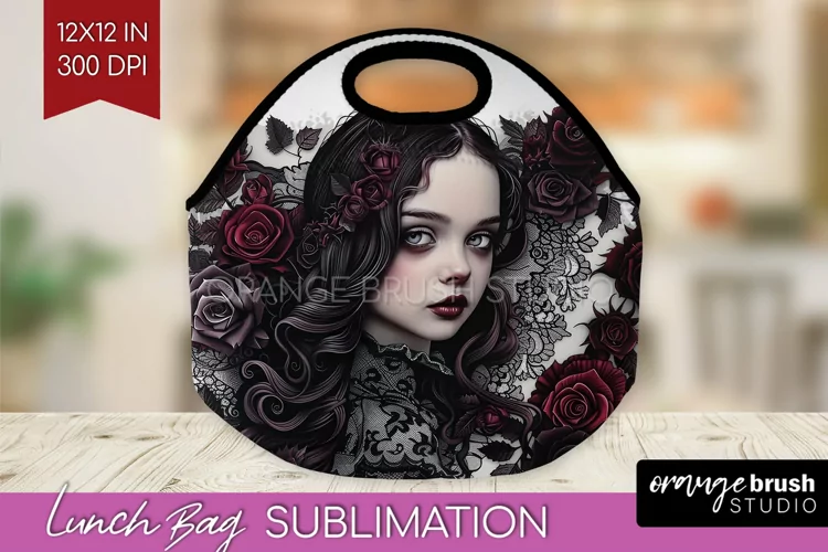 Dark Gothic Lunch Bag - Victorian Gothic Lunch Bug PNG