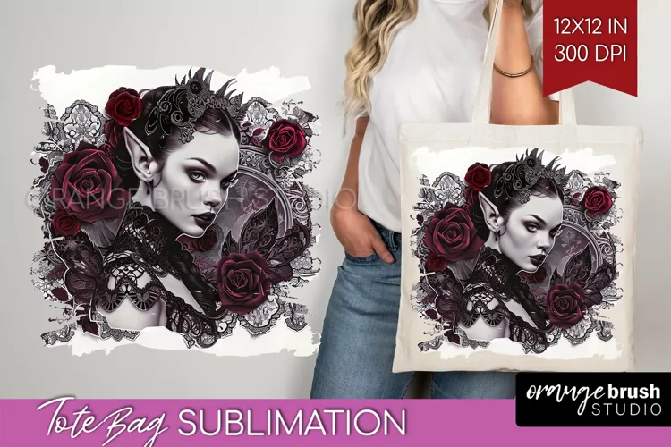 Dark Gothic Tote Bag - Victorian Gothic Tote Bag PNG