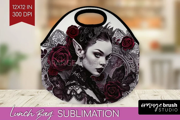 Dark Gothic Lunch Bag - Victorian Gothic Lunch Bug PNG