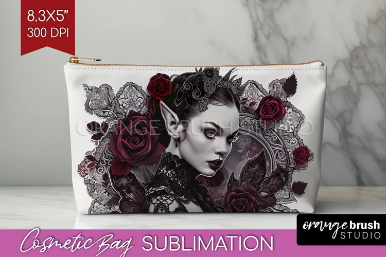 Dark Gothic Cosmetic Bag - Victorian Gothic Makeup Bag PNG