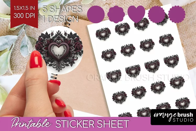 Dark Gothic Round Sticker - Victorian Gothic Printable Sheet