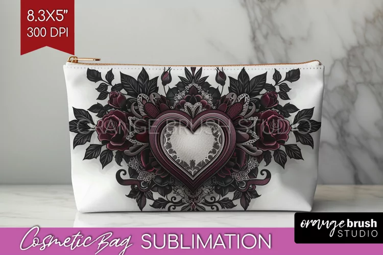 Dark Gothic Cosmetic Bag - Victorian Gothic Makeup Bag PNG
