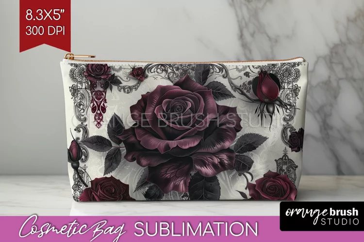 Dark Gothic Cosmetic Bag - Victorian Gothic Makeup Bag PNG