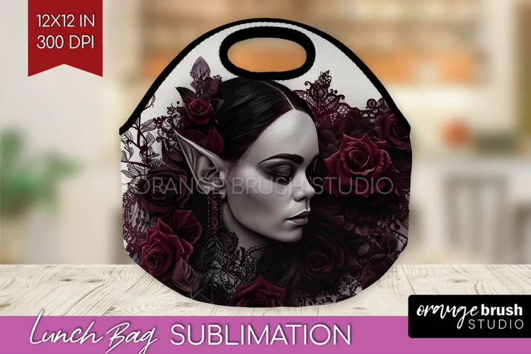 Dark Gothic Lunch Bag - Victorian Gothic Lunch Bug PNG