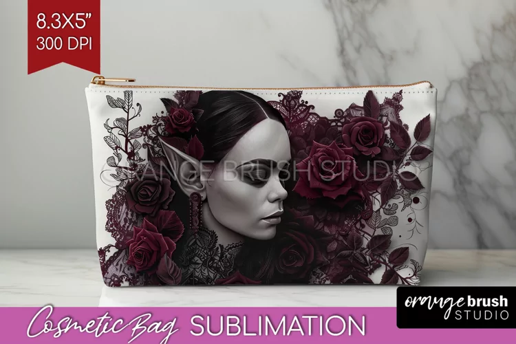 Dark Gothic Cosmetic Bag - Victorian Gothic Makeup Bag PNG