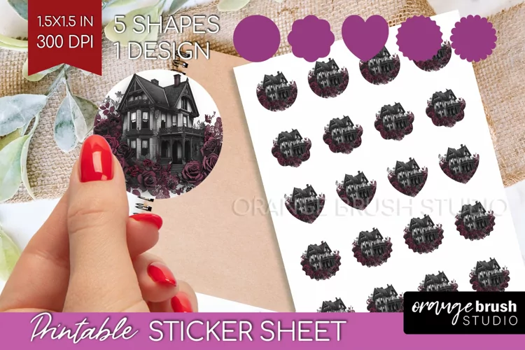 Dark Gothic Round Sticker - Victorian Gothic Printable Sheet