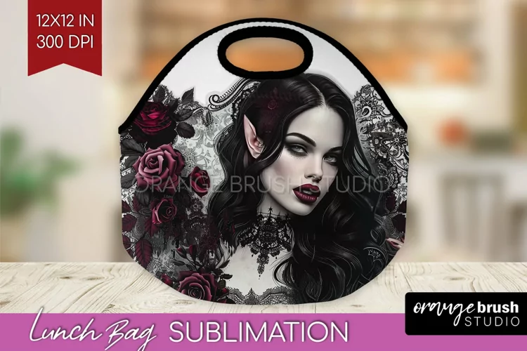 Dark Gothic Lunch Bag - Victorian Gothic Lunch Bug PNG