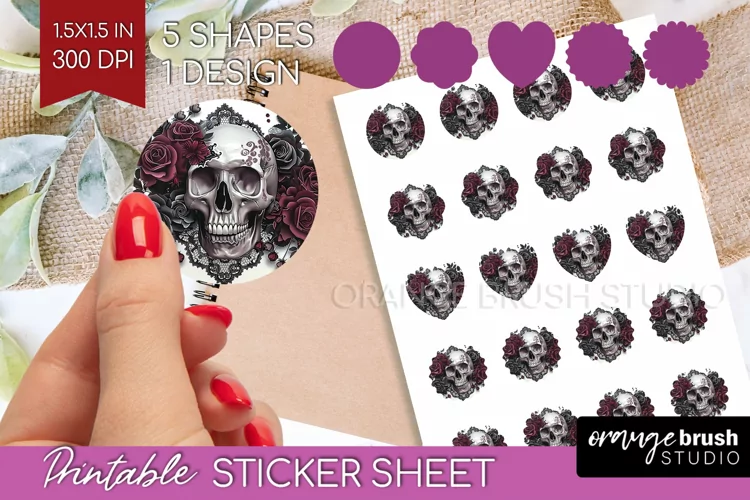 Dark Gothic Round Sticker - Victorian Gothic Printable Sheet