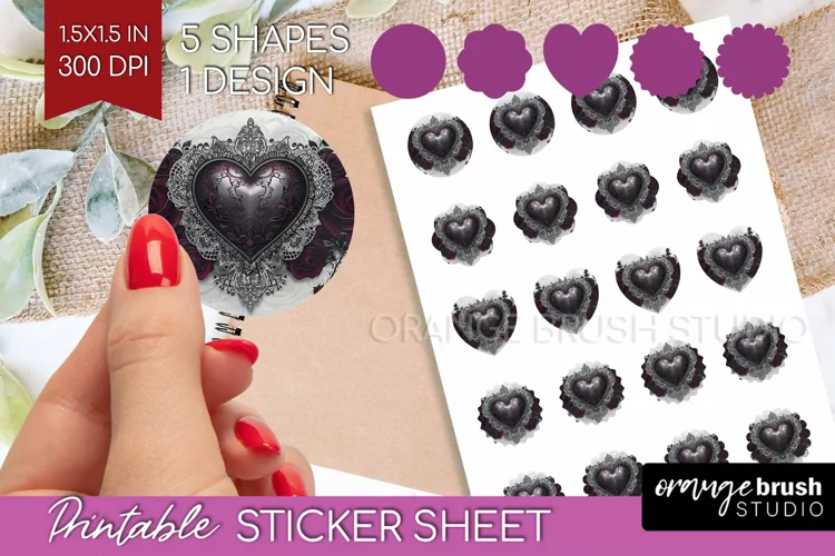 Dark Gothic Round Sticker - Victorian Gothic Printable Sheet