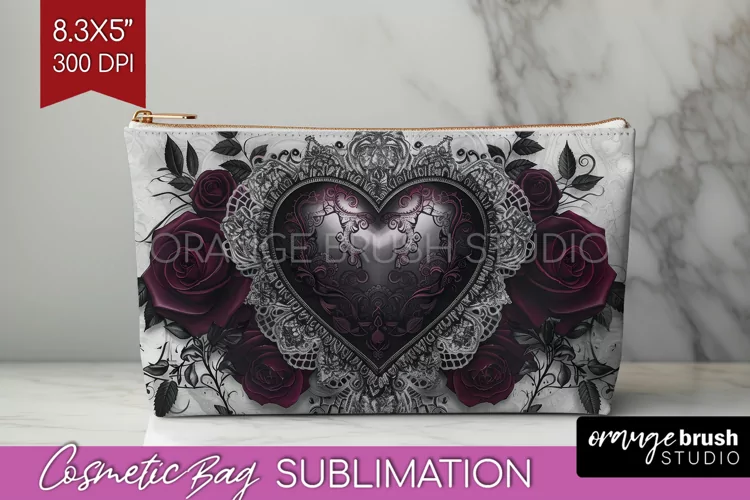 Dark Gothic Cosmetic Bag - Victorian Gothic Makeup Bag PNG